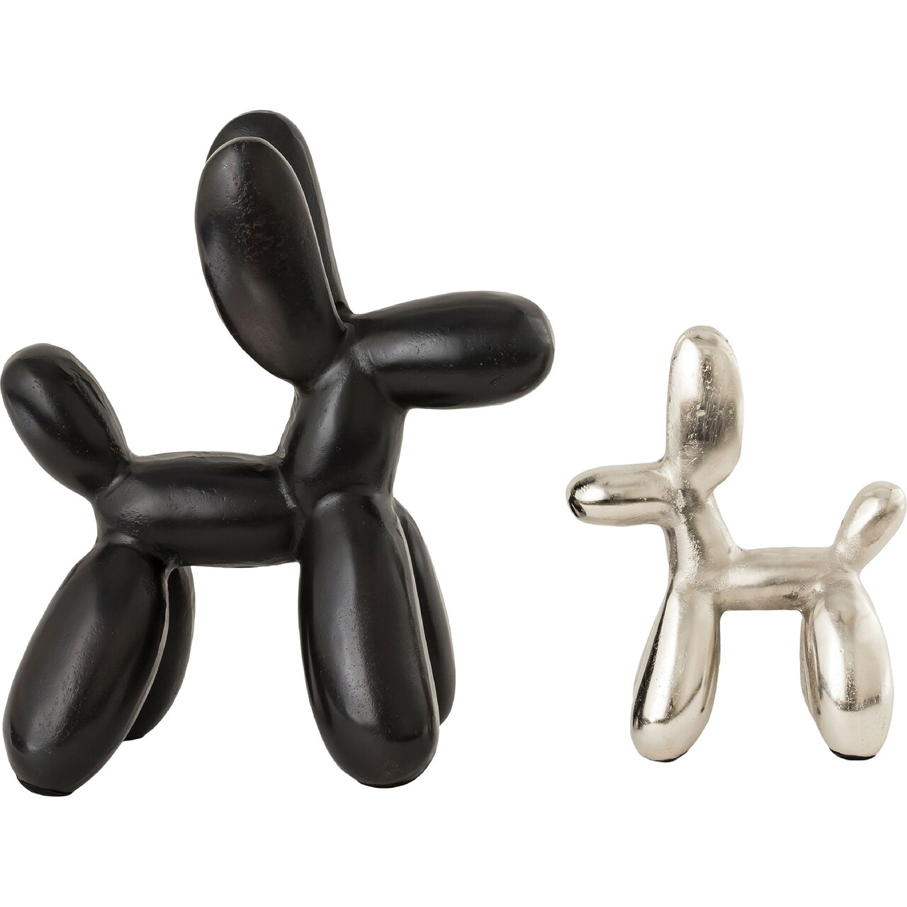 Signature Home Collection Set of 2 Black and Silver Standing Dog Statues 12.5"